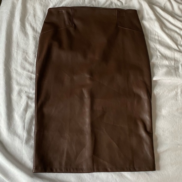 SHEIN Dresses & Skirts - 𝅺Shein brown pleather pencil skirt